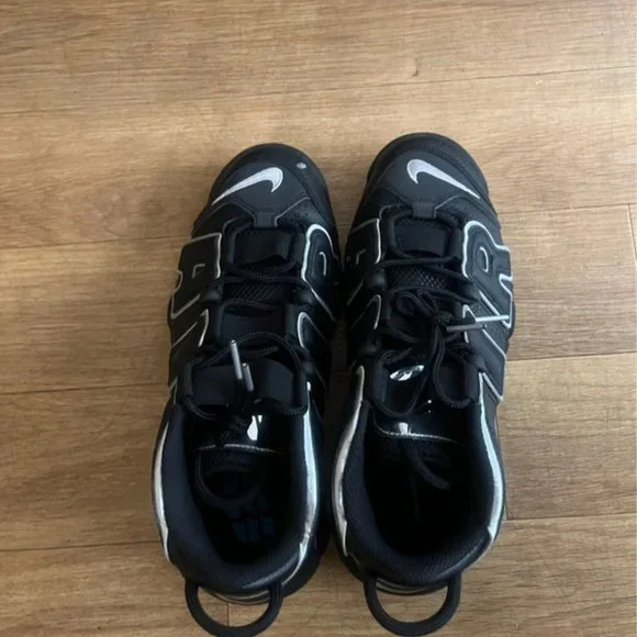 nike air more uptempo black white